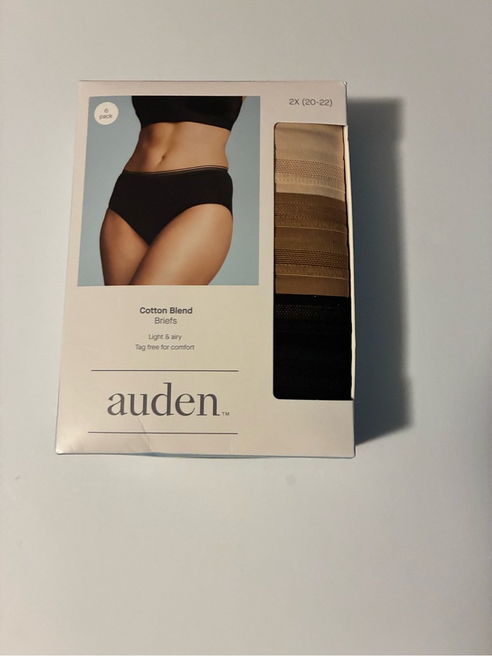 Auden Cotton Blend Briefs 6-Pack – Size 2X (20-22) – New, Sealed